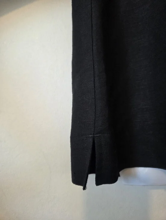 Studio by Liz Claiborne Black Linen Blend Oversize Cropped Top - Picture 4 of 5